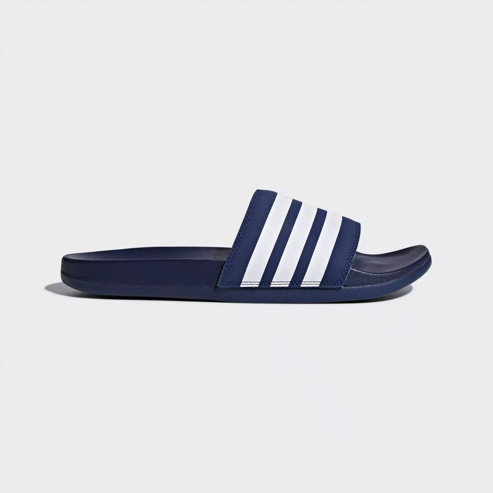 Adidas Adilette Cloudfoam Plus Stripes Chanclas Azules Para Hombre (MX-61090)